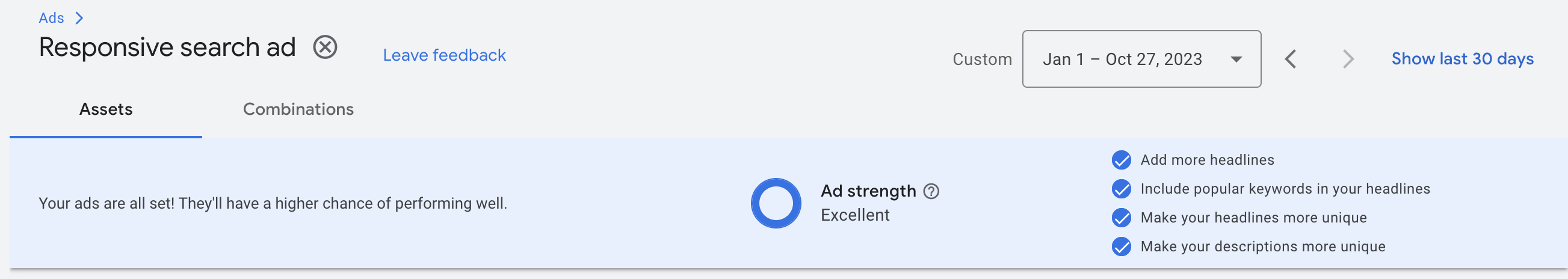Assets Report in Google Ads 